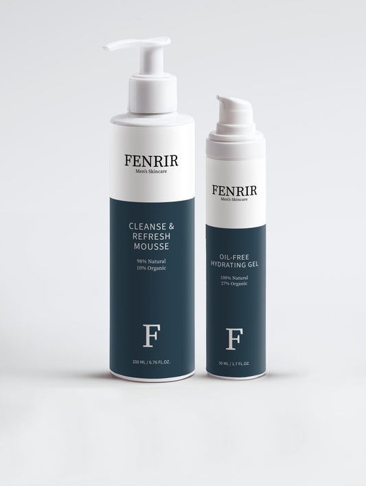 Oily Skin, Cleanser, Moisturizer, bundle, kit, set, facial cream, gel- FENRIR MEN'S SKINCARE